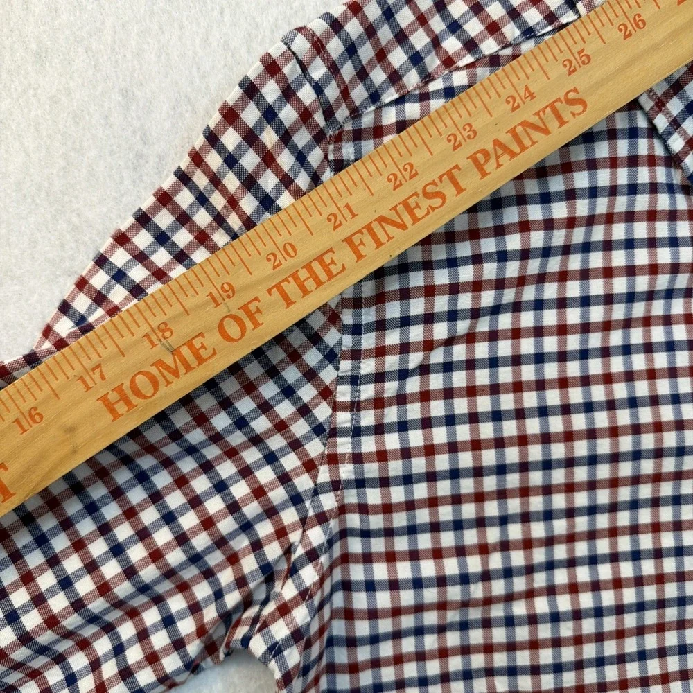 Ralph Lauren Boys Large 14-16 Gingham Button Down Shirt Red Navy‎ Blue Check